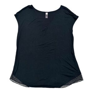 Victoria’s Secret Oversized Black Top with Sheer Black Polka Dot Panels - Large